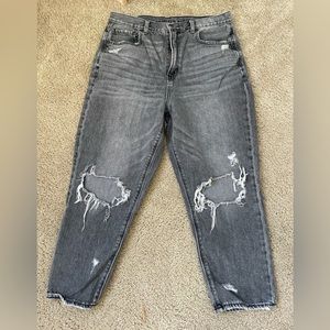 American eagle ripped grey mom jeans